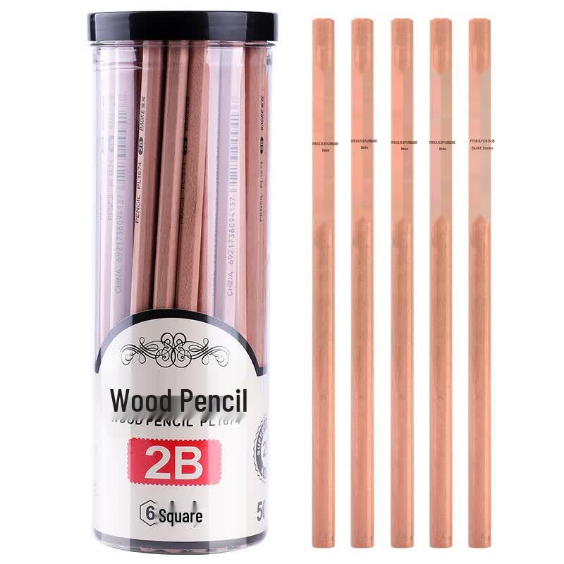 BAOKE PL1674 2B Hexagonal Wooden Pencils, 50-Count Tube