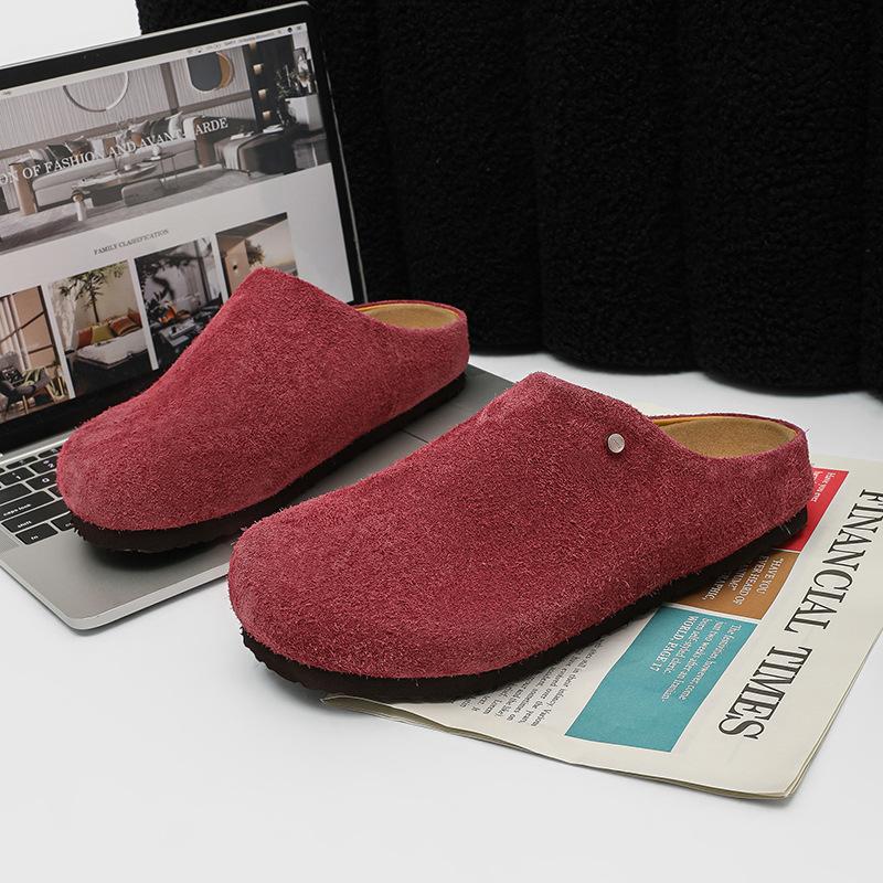 Vintage outerwear spring and summer new casual lazy one-pedal Boken shoes 45370 long hair gray, brown -Y