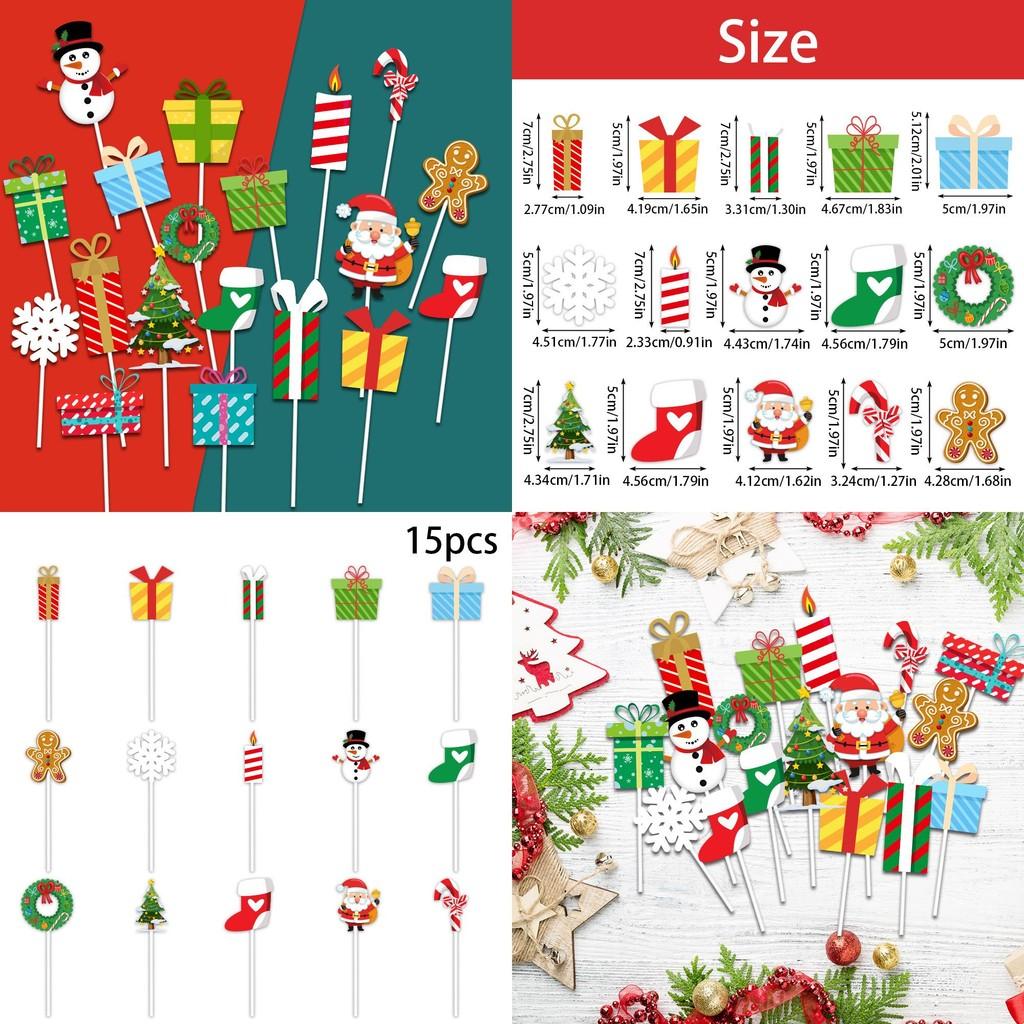 Christmas Party Cake Flags Plugin Set With Cartoon Design For Holiday Celebration And Dessert Decor
