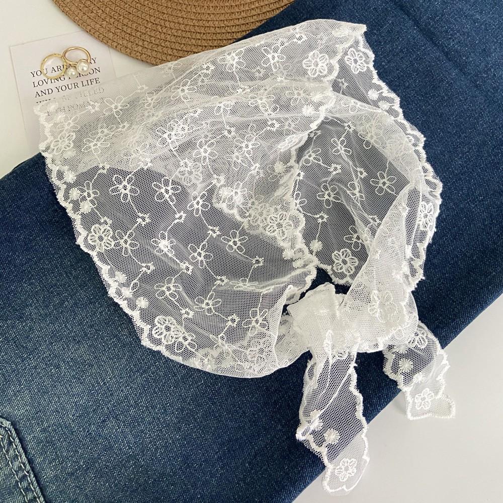

Кружевной треугольный платок для женщин, универсальный с винтажными повязками на голову и головными уборами для пляжной фотосессии One Size белый