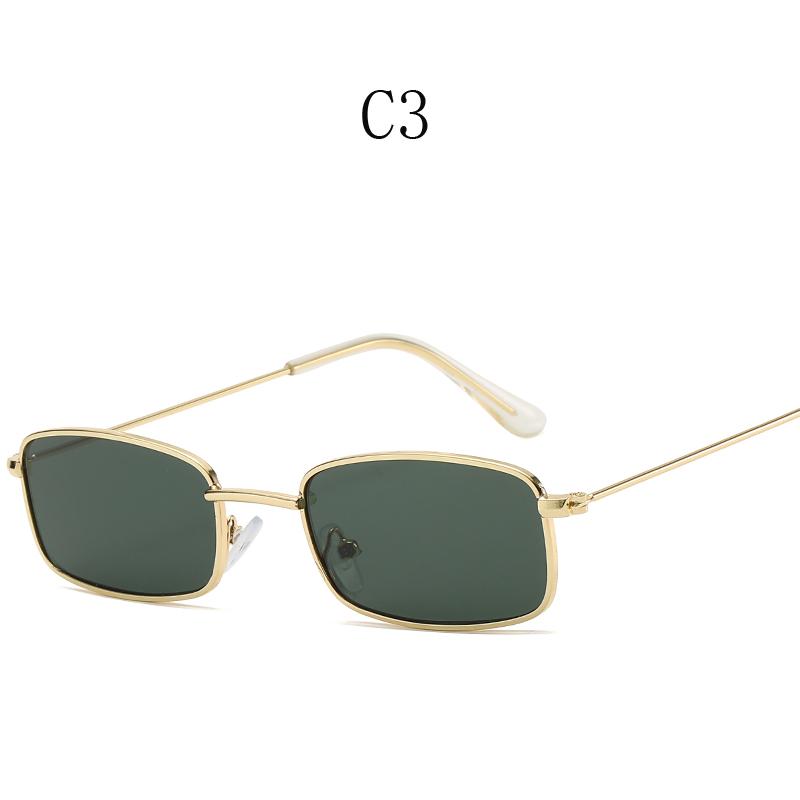 Retro Small Oval Women's Sunglasses Brand Shades  Classic Candy Color Metal Rectangular Sun Glasses Fashion Eyewear