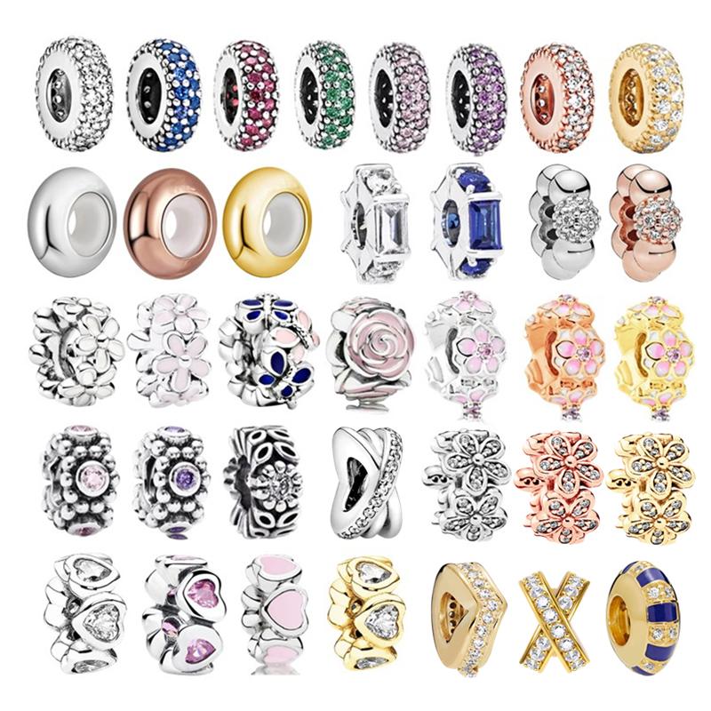 Sparkling and Polished Lines Spacer Charm Bead for Women Fit European Original Silver Bracelet DIY Fine Jewelry Gift