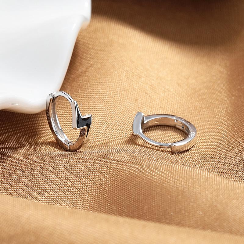 Lightning Earrings Sterling Silver Ear Buckles Women'S Premium Sense Earrings Men'S Personality Unique Simple Earrings Earrings