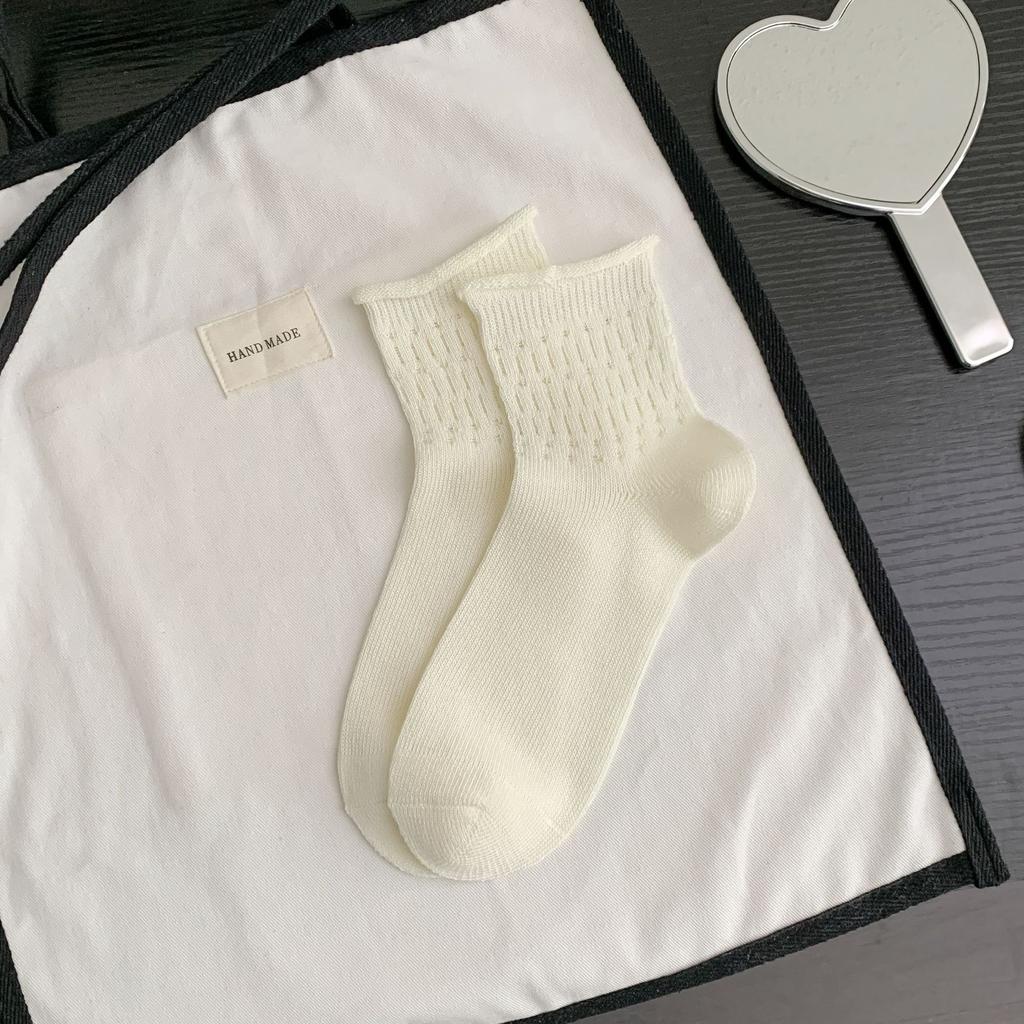 Cut-Out Bow Socks Women'S Mesh Lace Socks Bamboo Cotton Lolita Girl Cute Short Socks