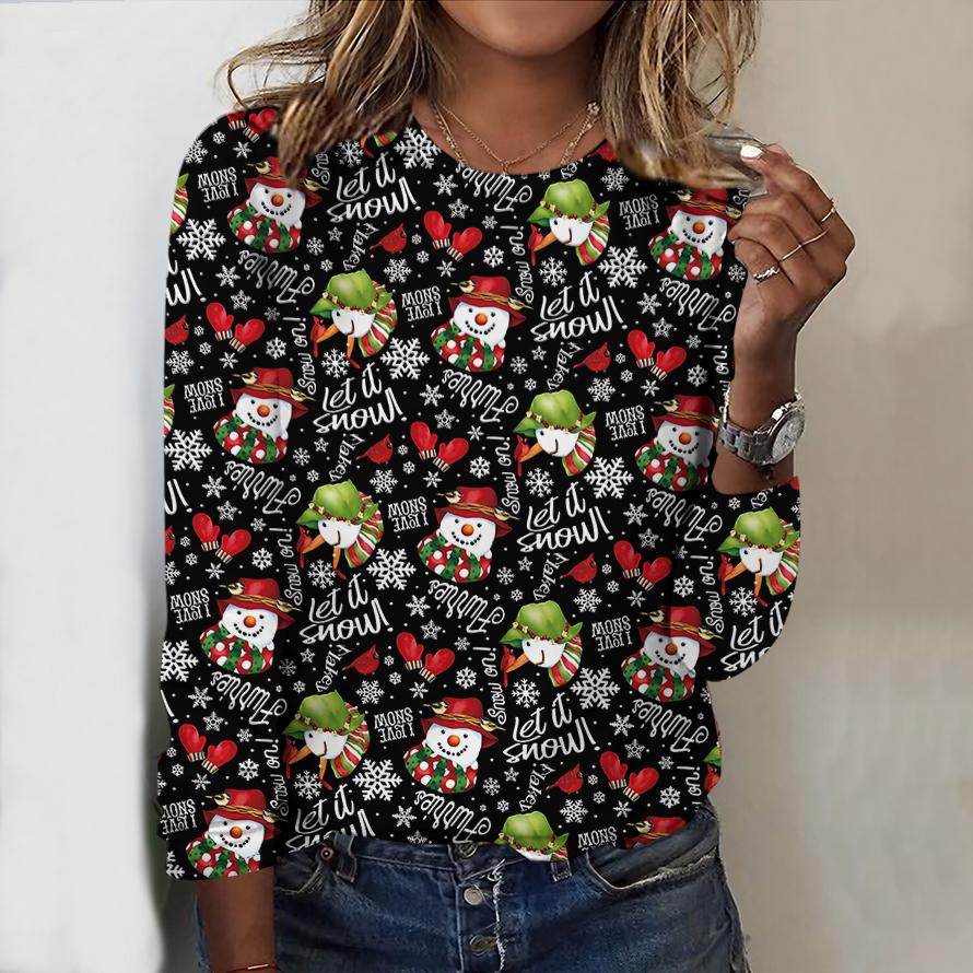 

Женский новый повседневный топ с круглым вырезом и длинным рукавом на осень-зиму 2025 года с 3D-рождественским узором. Идеальный подарок на Хэллоуин и Рождество. 8XL чёрный