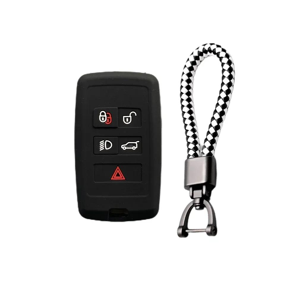 For Land Rover Range Rover Sport Velar Evoque Freelander2 Discovery Jaguar XF XJ XJL XE Silicone Car Fob Key Case Cover Keychain
