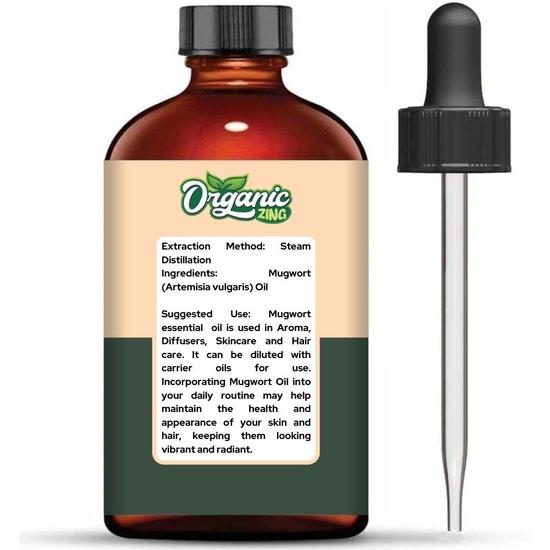 Organic Zing Mugwort (Artemisia Vulgaris) Oil | Pure & Natural Essential Oil for Skincare, Hair Care, Aroma & Diffusers - 118ml/3.99fl Oz