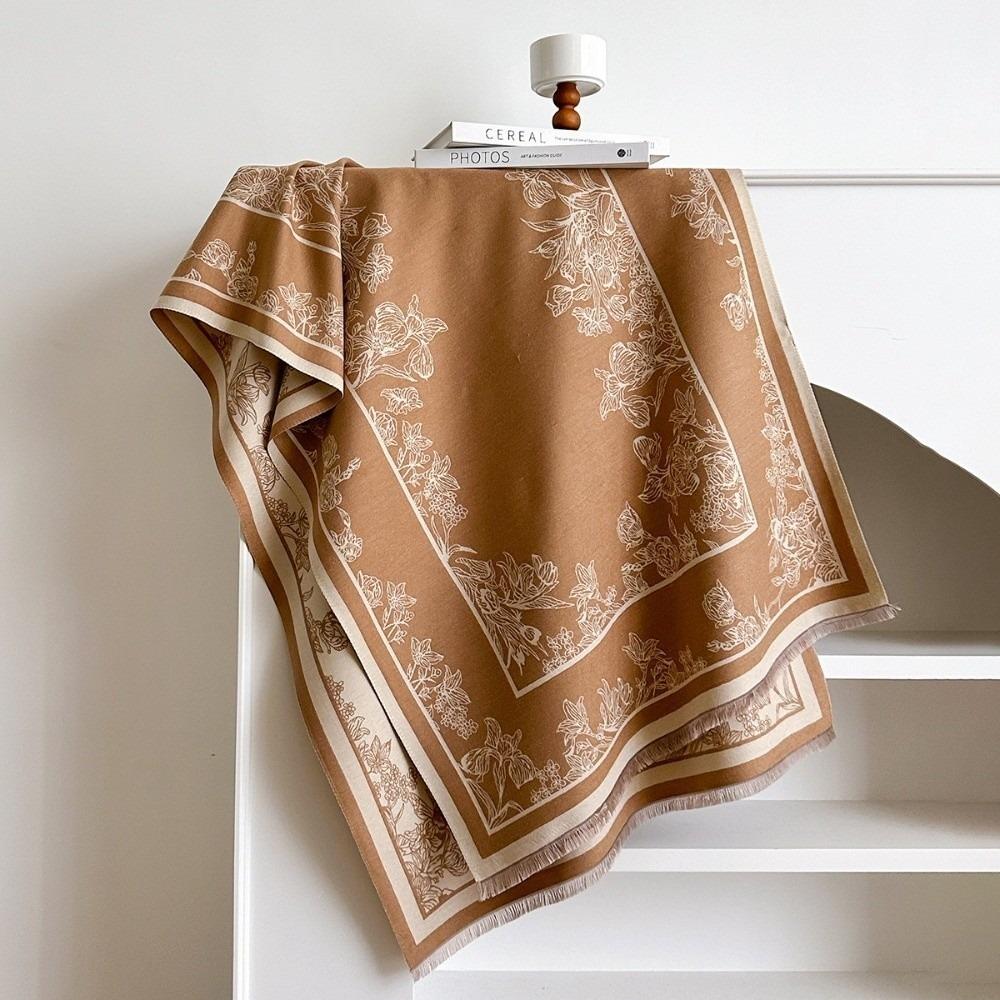 Thick Faux Cashmere Scarf Retro Women Wraps Elegant Lady Stoles  Winter Season