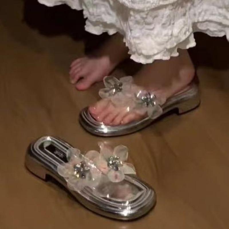 Thick Heel Cool Slippers Women's New Summer Wear Half Drag Open Toe with Skirt High Heel Sandals