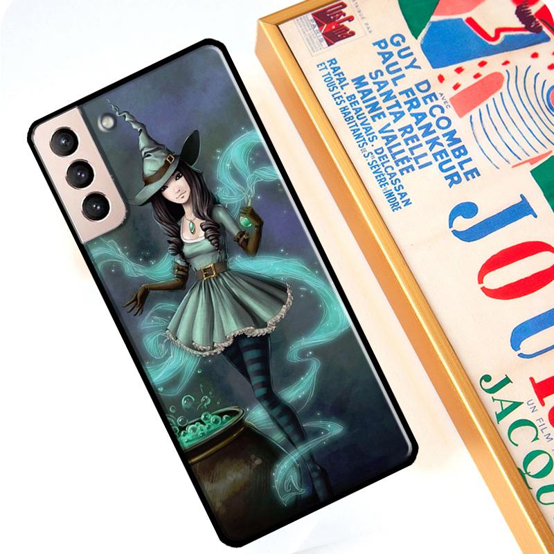 Halloween Moon Witch Horror Case For Samsung Galaxy S22 Ultra S8 S9 S10 Note 10 Plus Note 20 S21 Ultra S20 FE Cover