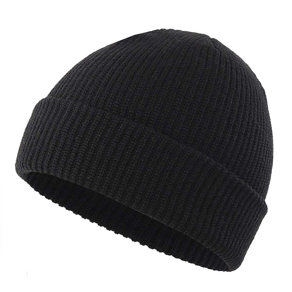 Short Ribbed Knitted Beanie Docker Hat Warm Hat