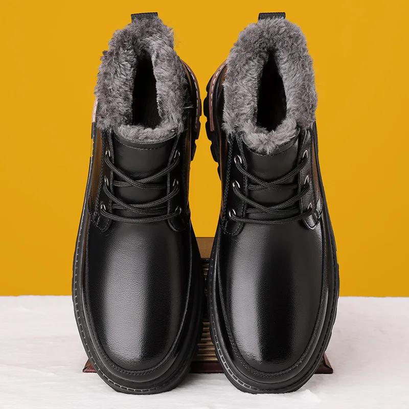 Winter Snow Boots for Men Thermal Lined Platform Boots Waterproof Outdoor Business Sports Shoes Comfortable Sole Warm Ankle Boot