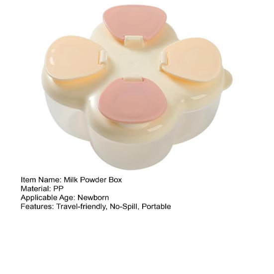 Milk Powder Box Portable Infant Milk Powder Dispenser with 4 Compartments No-Spill Kids Snack
