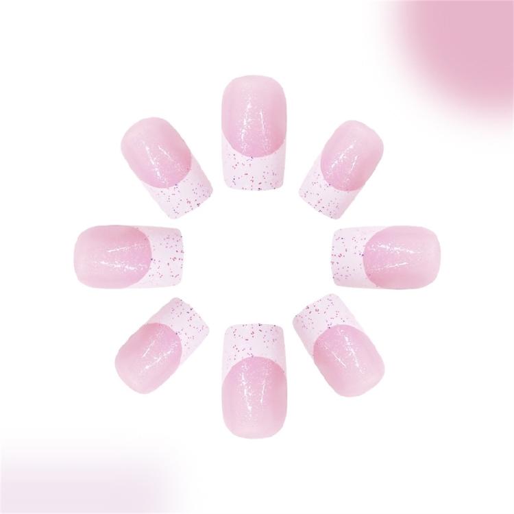 24Pcs Press On Nail Medium Square Coffin Nail French Tip Designs False Nail for Office Parties and Special Occasion