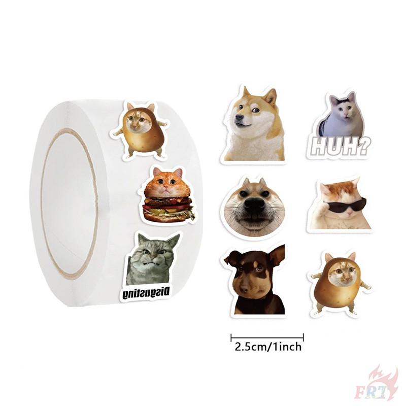 500Pcs/Roll Kuso Funny Animal Emoji - Cat & Dog Kids Rewards Stickers - DIY Scrapbooks Album Decor Sealing Label Decals