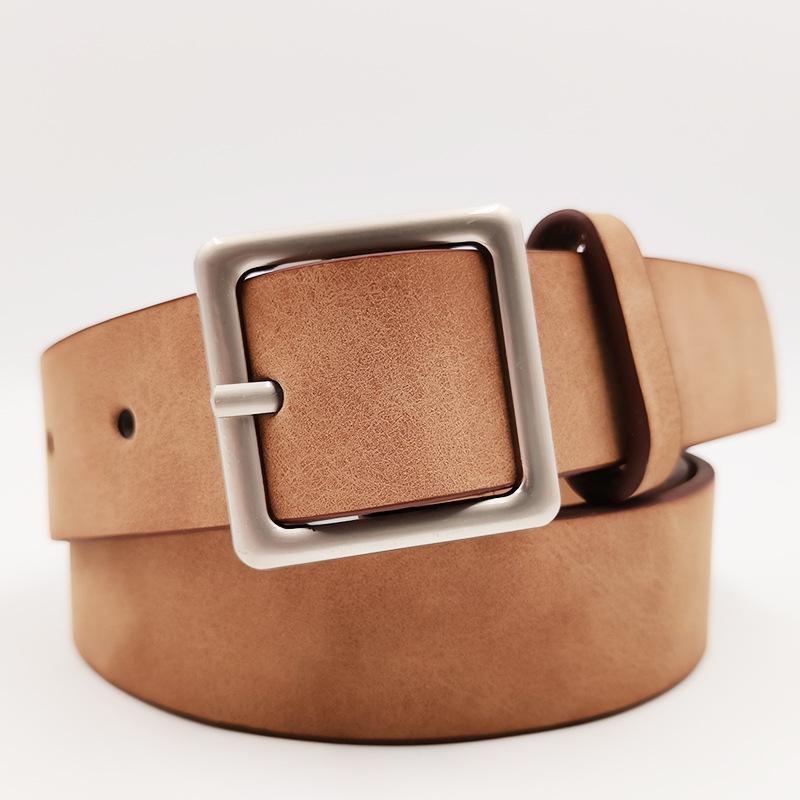Simple and Versatile Square Buckle Pu Popular Belt Fashion Belt Retro Student Belt