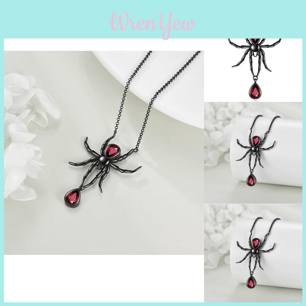 Gothic Style Black Spider Pendant Necklace For Women Fashionable Statement Jewelry