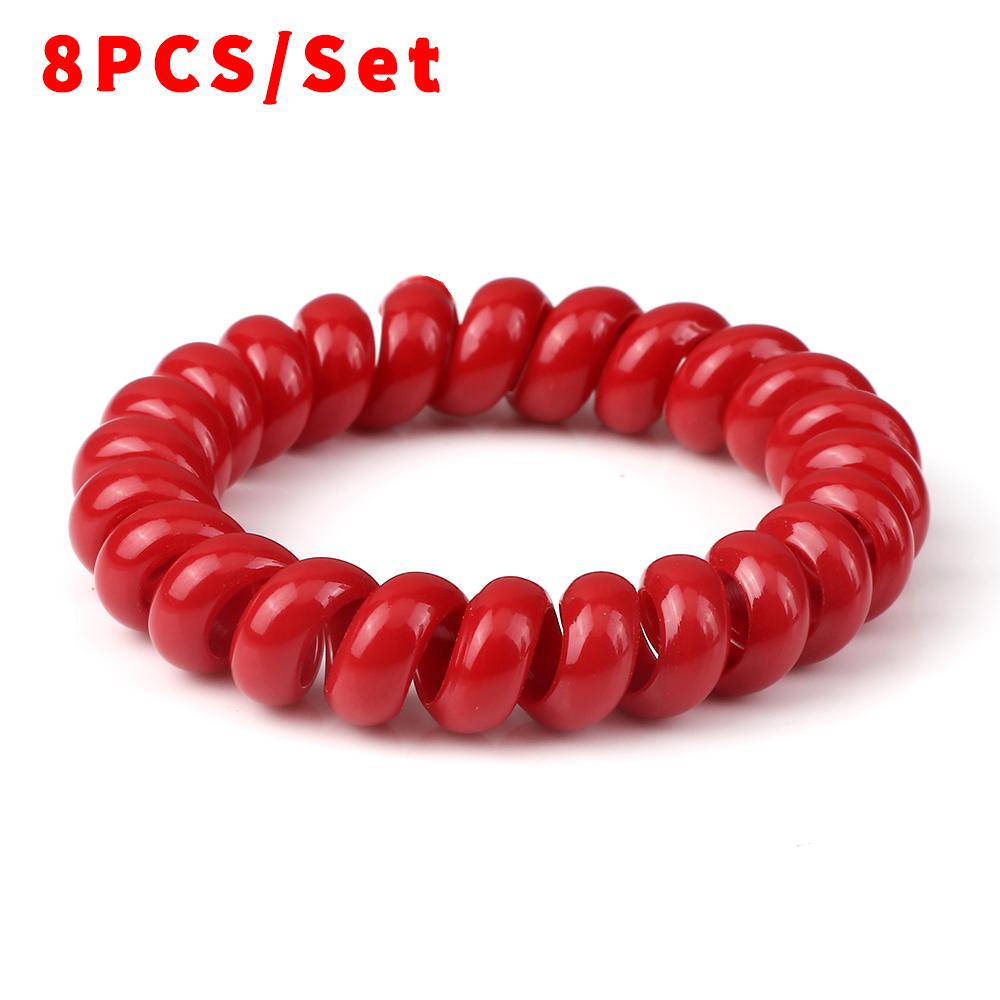 8PCS/Set Fashion Girls Telephone Wire Elastic Hair Bands Hair Ties for Women Ponytail Holder Hair Rope Accessories Gum