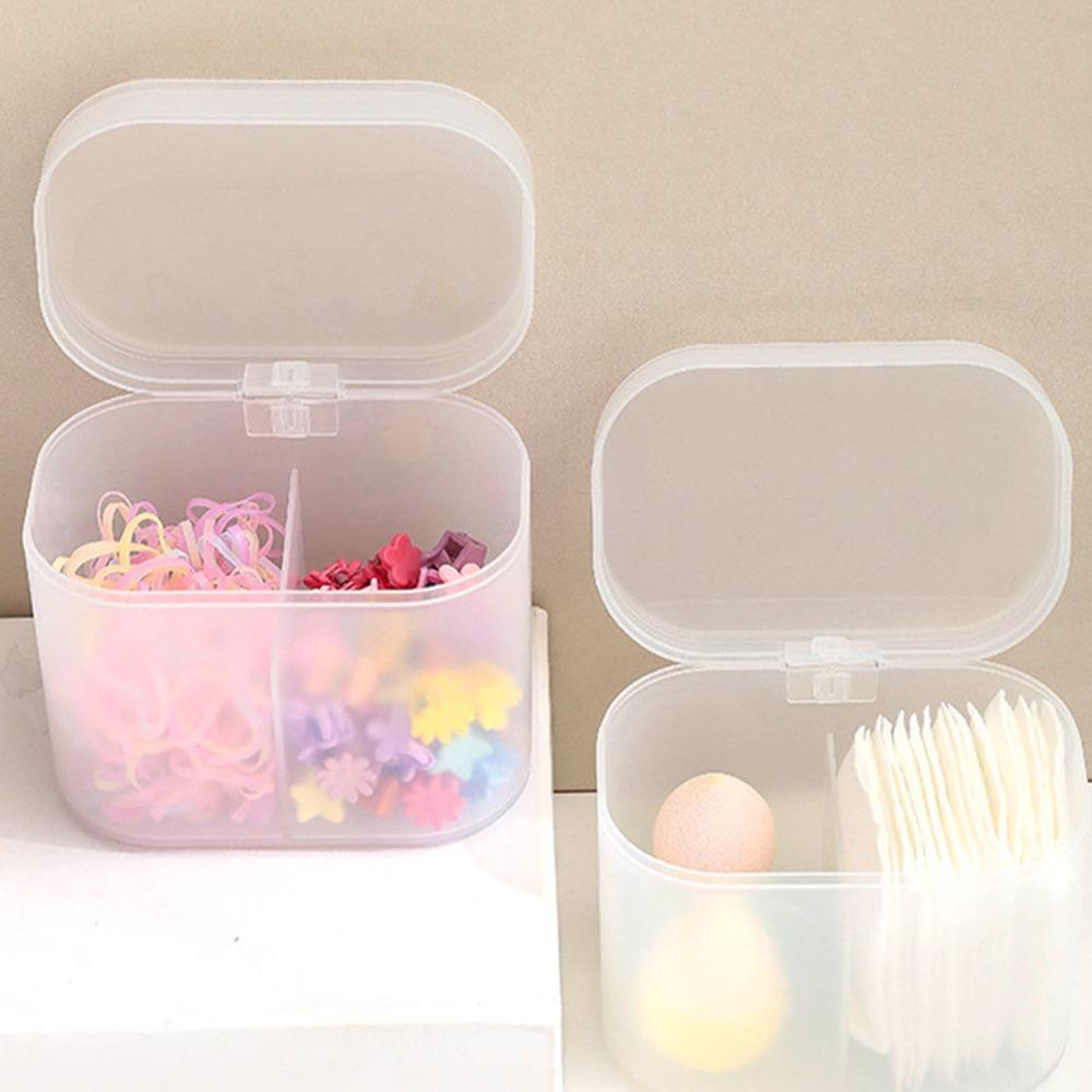 PP Cotton Swab Box Transparent With Lid Storage Organizer Easy To Use Two Compartments Storage Dispenser Bathroom