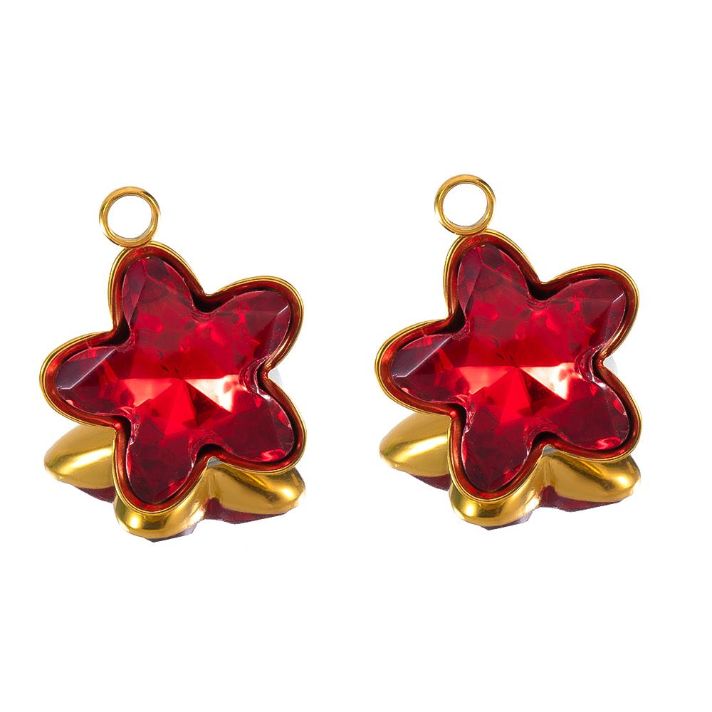 5pcs Colorful Crystal Charms Stainless Steel Geometry Oval Star Flower Charm Earrings Pendants for DIY Necklace Jewelry Findings