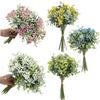 4pcs Plastic Fake Flower Artificial Eucalyptus Gypsophila Bouquet Restaurant Decoration Green Eucalyptus Leaf Simulation Flowers