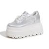 Little White Shoes Women's 2025 New Summer Rhinestone Thick-soled Hollow Mesh Sandals Versatile Breathable Inner Height-increasing Women's Shoes