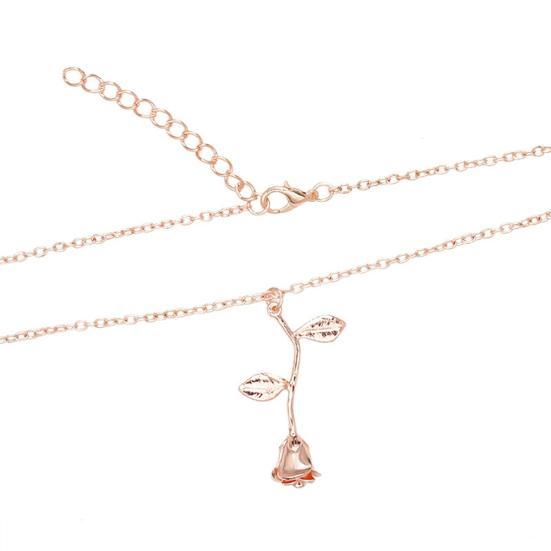 Dammode 3D Rosenblomma Hängsmycke Legeringskedja Halsband Alla hjärtans dag Smycken