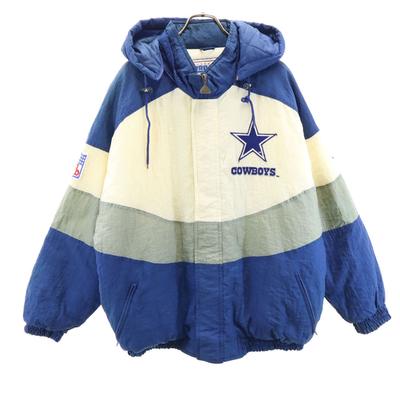 NFL 90er Jahre Alte Gepolsterte Nylonjacke L blau COWBOYS Wattierung Herren Gebraucht