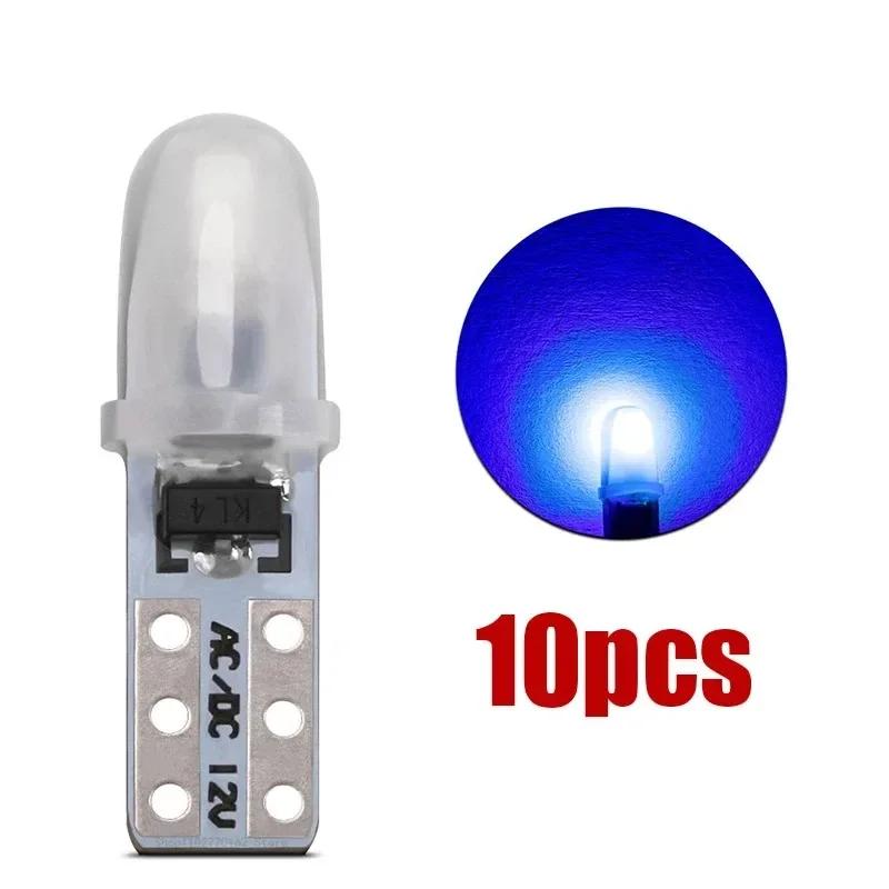 10 Pcs T5 Auto Car Dashboard Lights 2 3014 SMD Reading Instrument Panel Lamp No Polarity Led Bulb White 12V DC