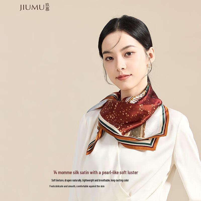 JIUMU Chinese Style Mulberry Silk Square Scarf