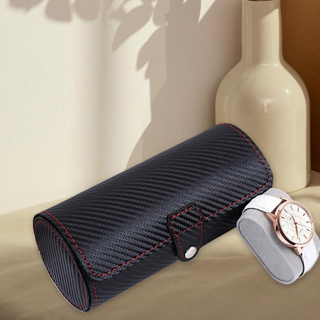 Portable Sturdy PU Leather Watch Roll Organizers Home Accessory for Men 3 Slots Display Case Elegant Handwoven Styles