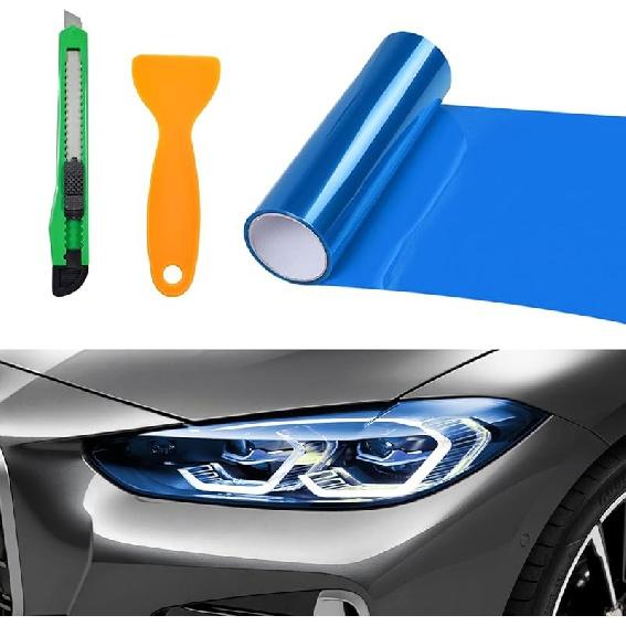 Рулон виниловой пленки для наклеек на фары автомобиля, 12 дюймов;×48 дюймов; Самоклеящаяся наклейка для задних фонарей, противотуманных фар, рулона воздухонепроницаемой пленки с темно-синий