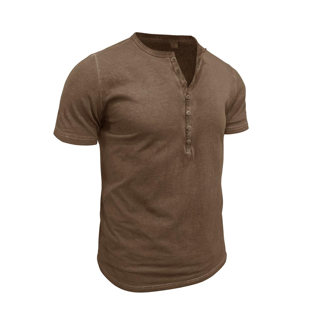 Herren Sommer Kurzarm Henley Hemd Baumwolle Lässig Knopfleiste Pullover Leicht Weiche Passform Oberteil