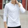 Herren T-Shirt V-Ausschnitt Knöpfe Dekoration Slim All Match Frühling Basishemd für den täglichen Gebrauch