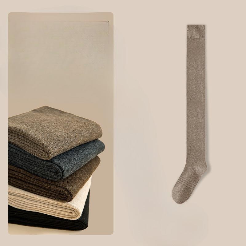 Fleece Oberschenkelstrümpfe, Damen Herbst- und Winter Verdickte Warme Kniehohe Socken, Sportkorsett Hohe Socken, Schweißabsorbierende Baumwollsocken