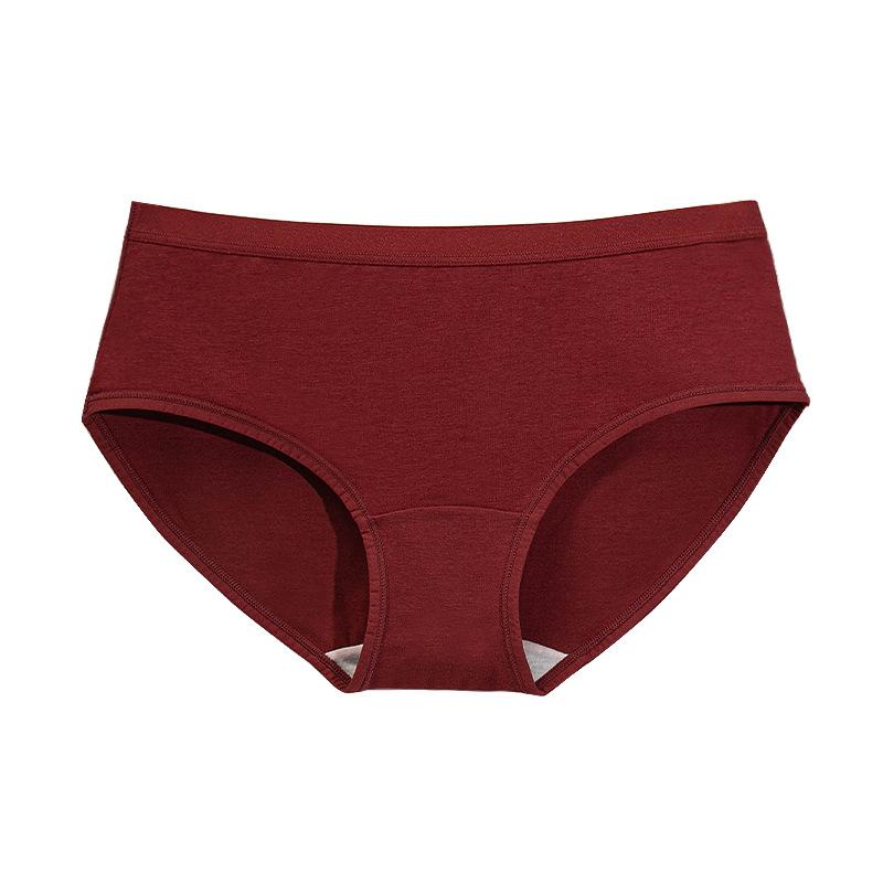 Plus Size Women's Summer Thin Pure Color Antibacterial Cotton Crotch Non Mark Middle Waist Triangle Briefs