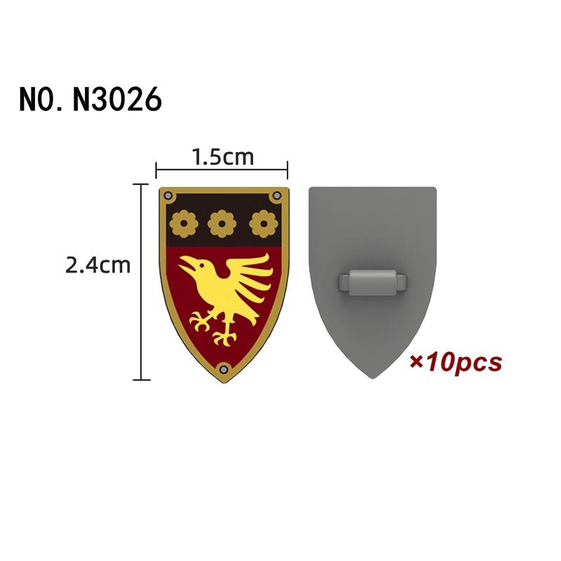 Medieval Castle Green Dragon Knight Building Blocks Figure Accessory Shield Vest Warhorse Cape Orc Flag Mount Wolf Toy Gift D123