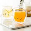 Lovely Glass Mug Transparent Double-Layer Coffee Mug Cartoon Bear Cat Prevent Scald Glass Cup Breakfast Milk Lemon Juice Cup Mug