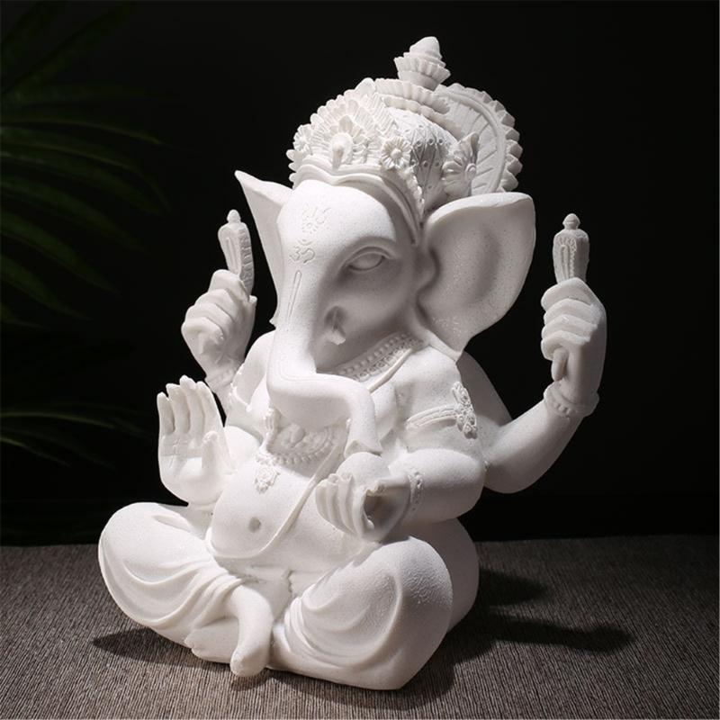Handmade Sandstone Ganeshas Buddhas Elephant Statue Figurine for Home and Office Decoration