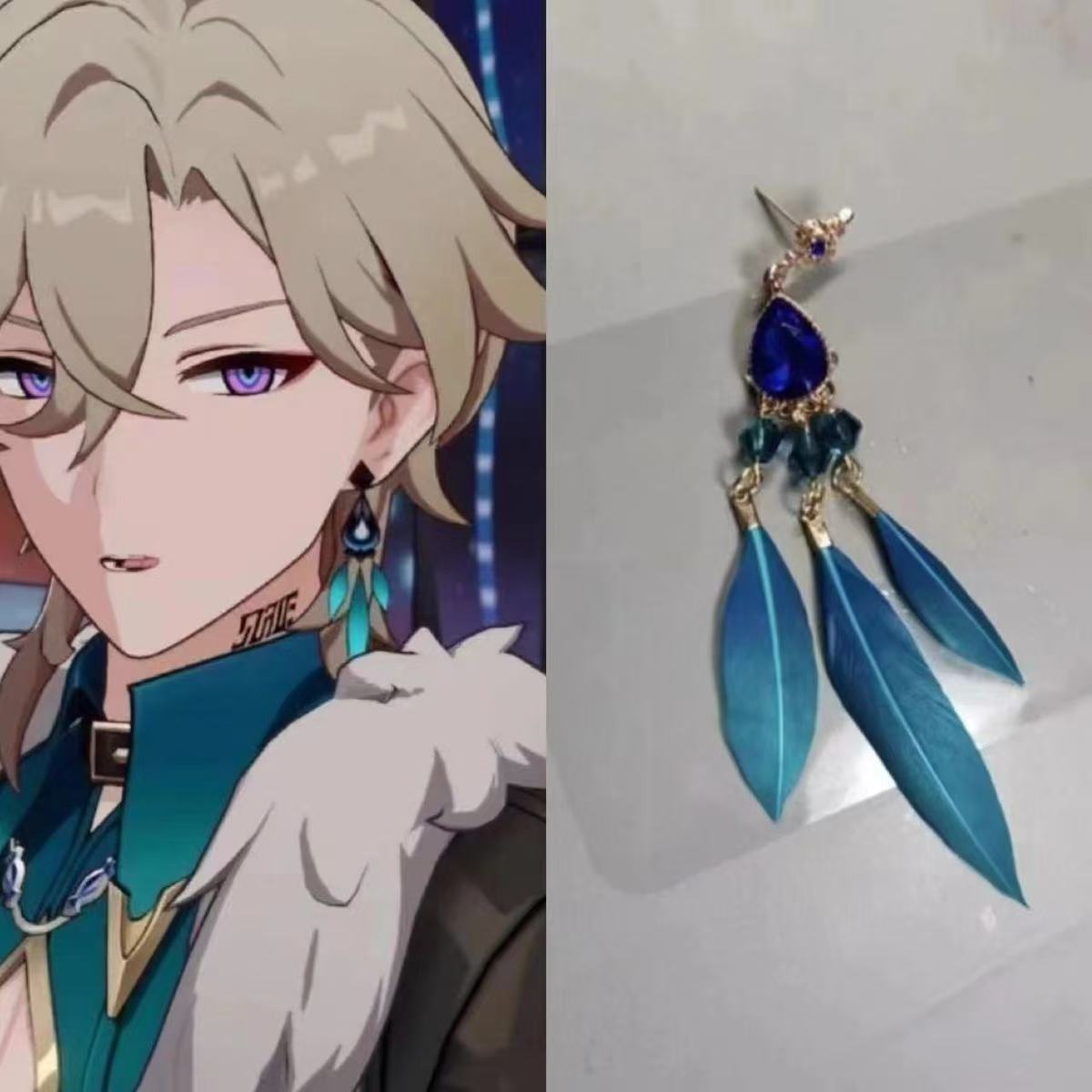 

Игра Genshin Impact Wanderer Kunikuzushi Scaramouche Косплей Balladeer Асимметричные серьги Женские серьги-подвески Ювелирные изделия Аксессуары как