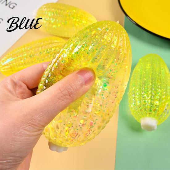 Aurora Glitter Toy Corn Squeeze Slow-Rising TPR Fidget for Stress Soft Rubber Relief Realistic Vegetable-Shaped Decompression Gadget Kids Adults