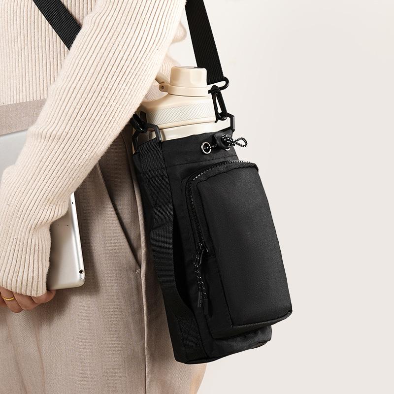 Unisex Flaschenhalter mit Tragegurt, Isolierte Flaschentasche mit Handytasche, Wasserflaschen-Umhängetasche Crossbody