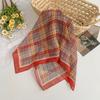 Silk Scarf Neck Small Square Scarf High-end New Versatile Plaid Headscarf Summer Women Pastoral Headband Tied Hair Streamer