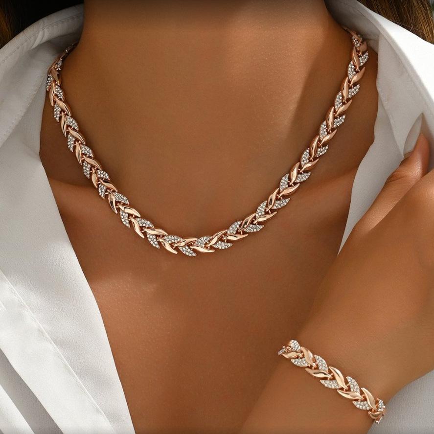 New environmentally friendly spot fishtail diamond-encrusted bracelet necklace combination set light luxury senior banquet jewelry women