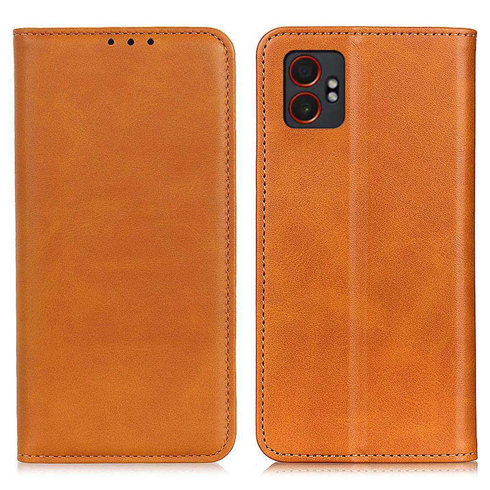 

For Samsung Galaxy XCover7 Pro Case Split Leather Flip Wallet Phone Cover Brown