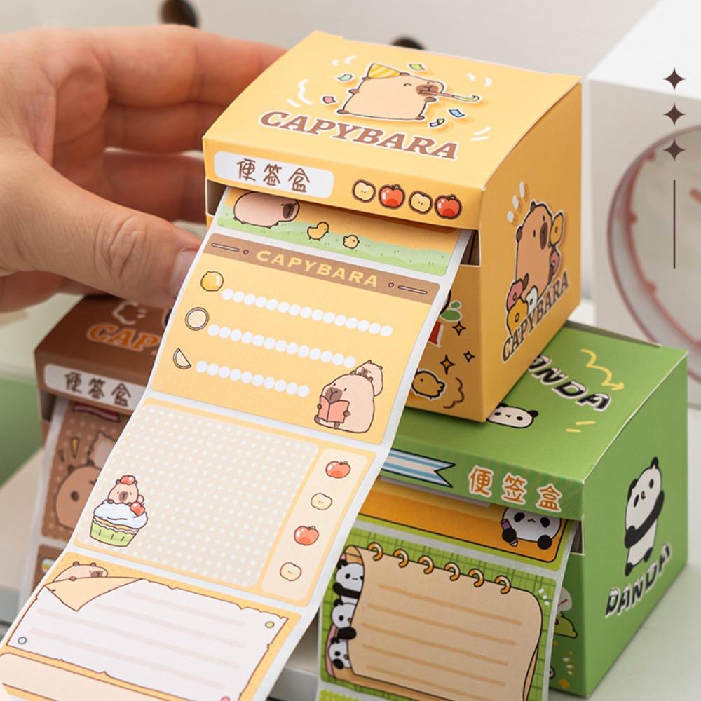 Sticky Notes Pull Out Roll Memo Pad Stationary Cute Capybara Memo Pad  Bookmark Marker