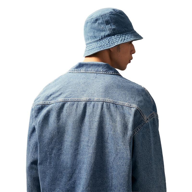 Calvin Klein Retro street trend embroidered letter denim, cotton, fisherman hat, same style for men and women, denim blue 4G5042G-LHK