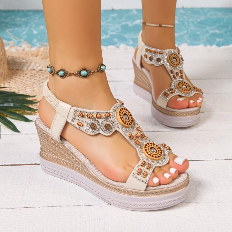 Women's Summer Wedge Thick-Soled High-Heel Sandals, Comfortable European Style Footwear, Available In Large Sizes.