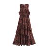 Jnleaog Spring New Arrival Women's Clothing Fashion Style French Fashion Design Print Chiffon Laminated Sleeveless Dress