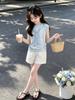 2026 Korean Style Girls' Summer Casual Two-Piece Sleeveless Shorts Set